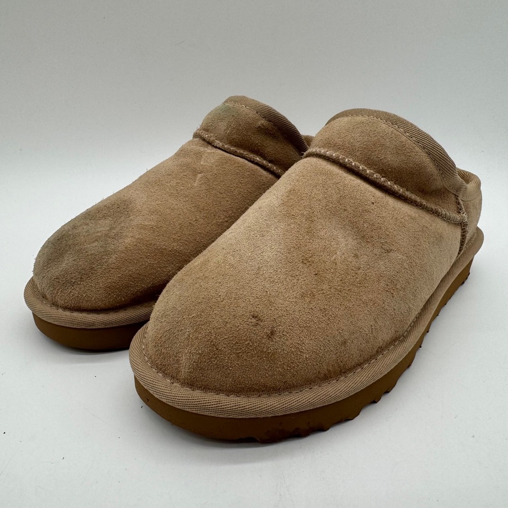 UGG Disquette Platform Slippers Womens 5 Chestnut Suede Sheepskin Slides